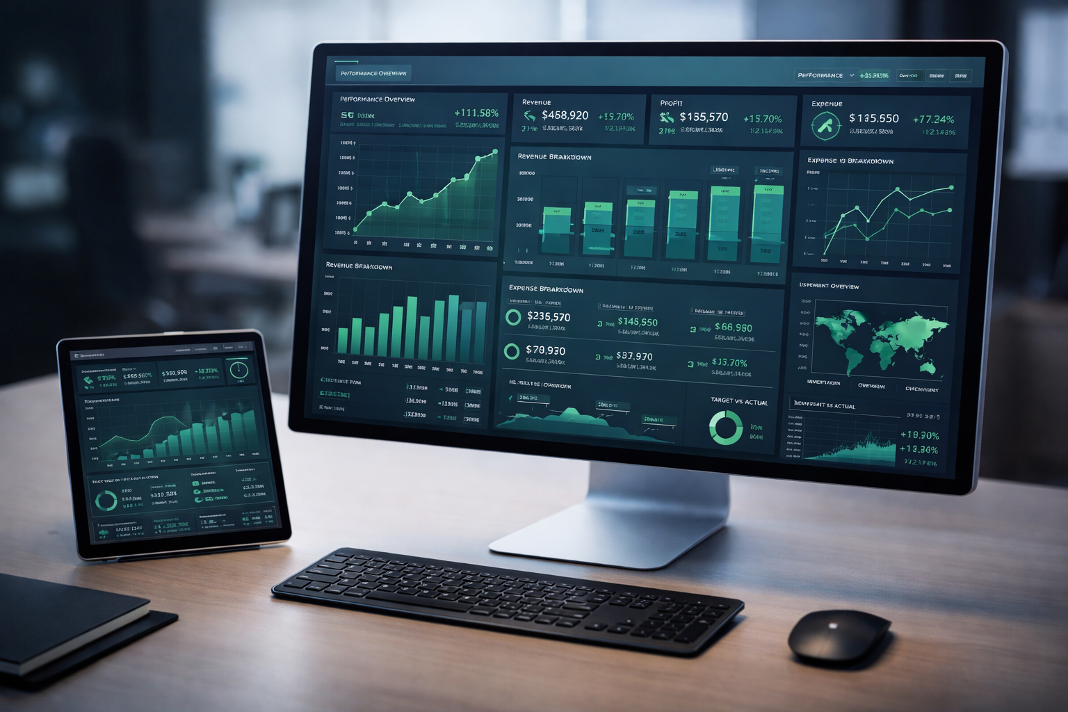 Dashboard financeiro sofisticado