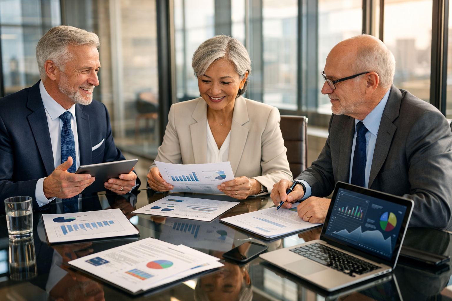 Executivos em reunião estratégica